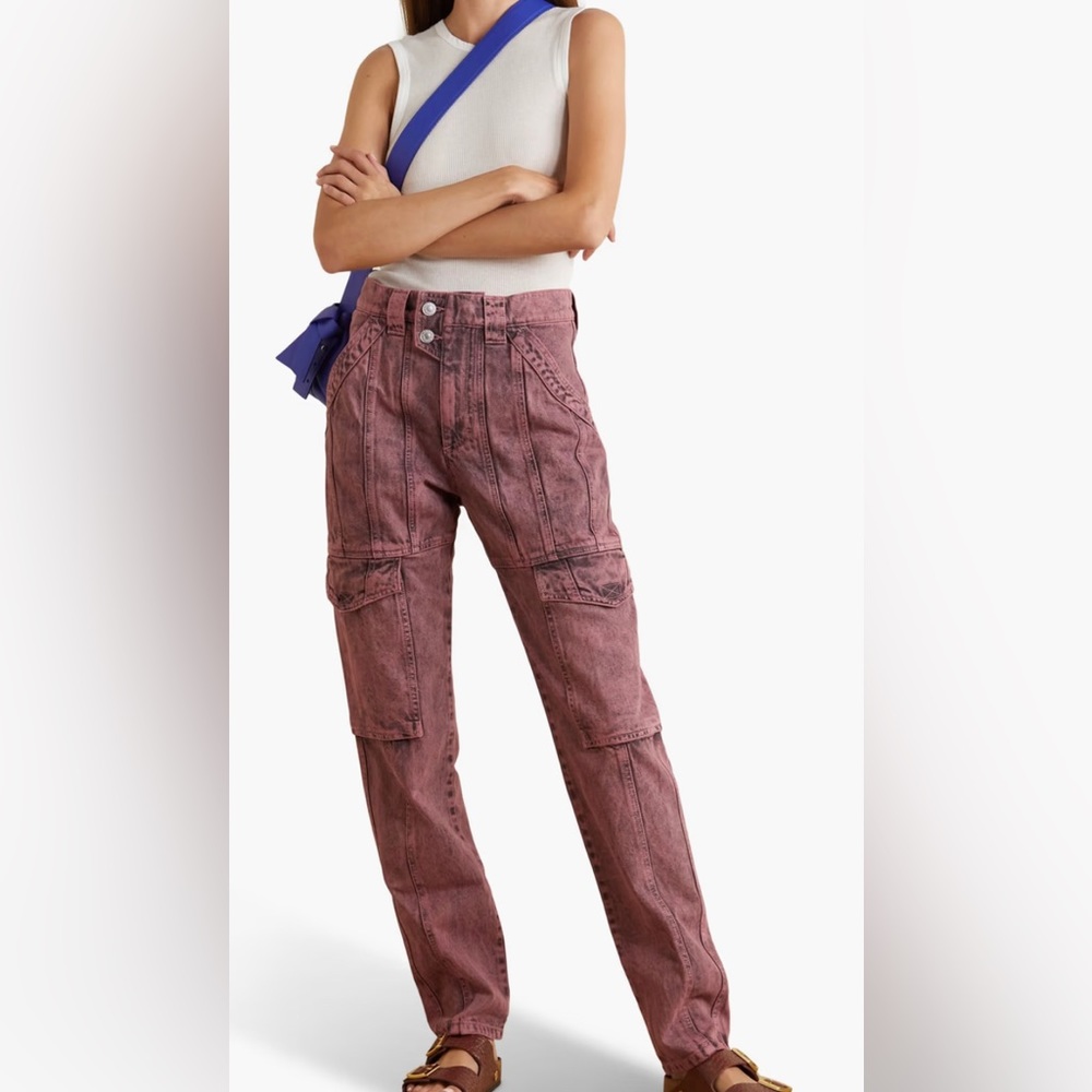 Isabel Marant Etoile size 38 pink Vayoneo high-rise tapered jeans.